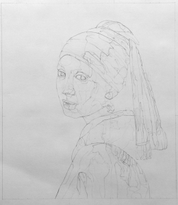 drawing by Mairi Budreau of the Girl with the Pearl Earring